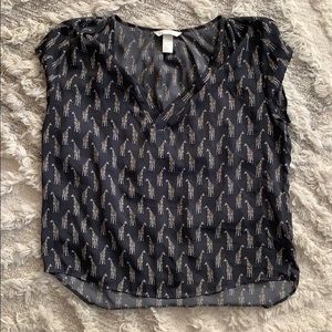 H&M Giraffe Print Blouse Size L